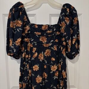 Abercrombie & Fitch Emerson Linen-Blend Puff Sleeve Mini Dress